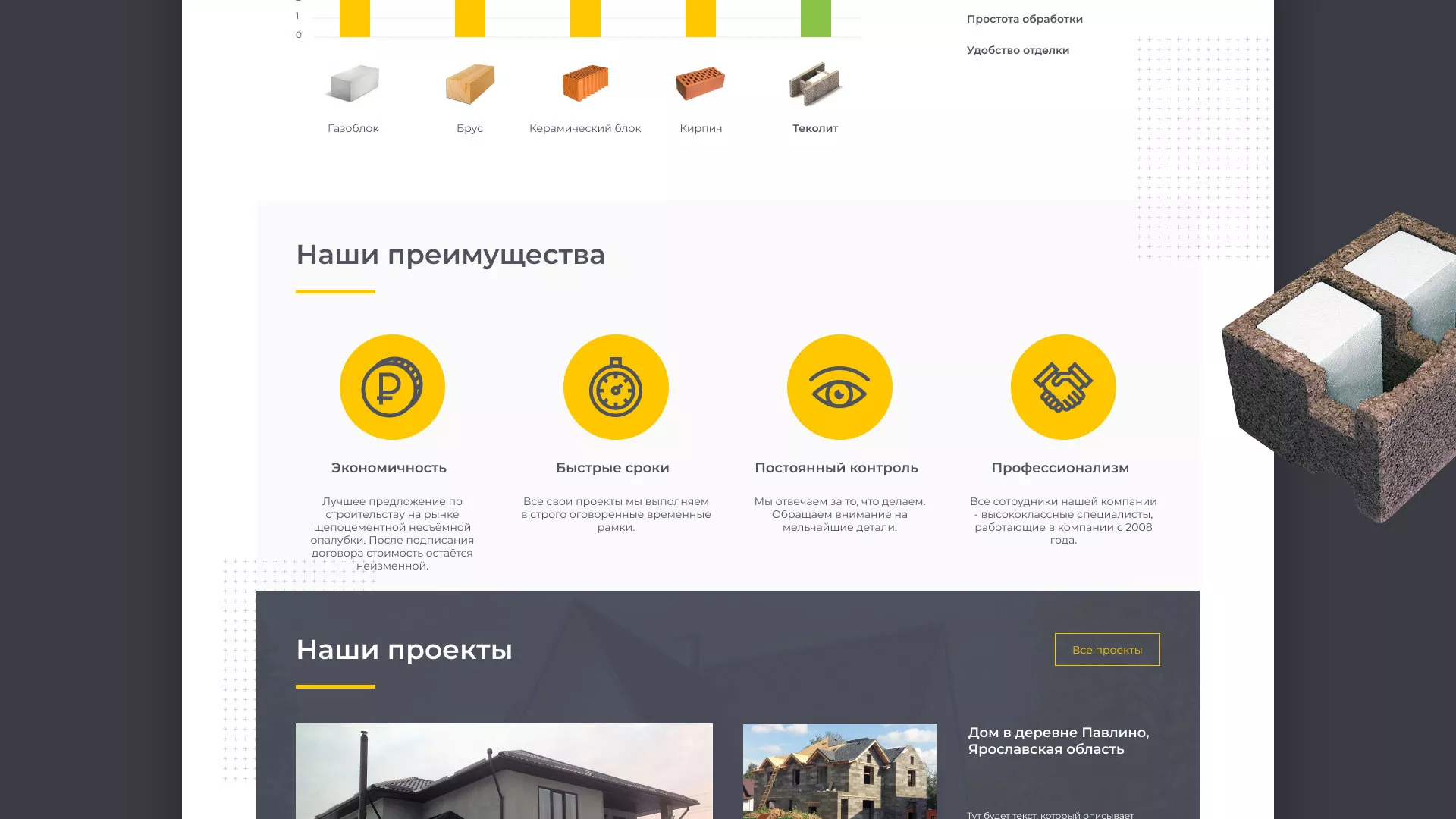 Создание сайта для строительной компании «ЭКОДОМ» в Снежногорске